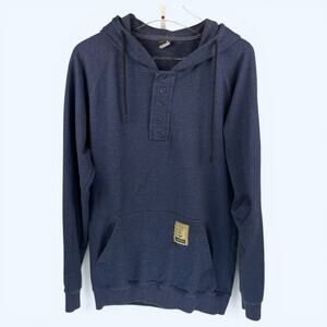 Flag Nor Fail Henley Hoodie Men's Front Pocket Navy Blue Size Large